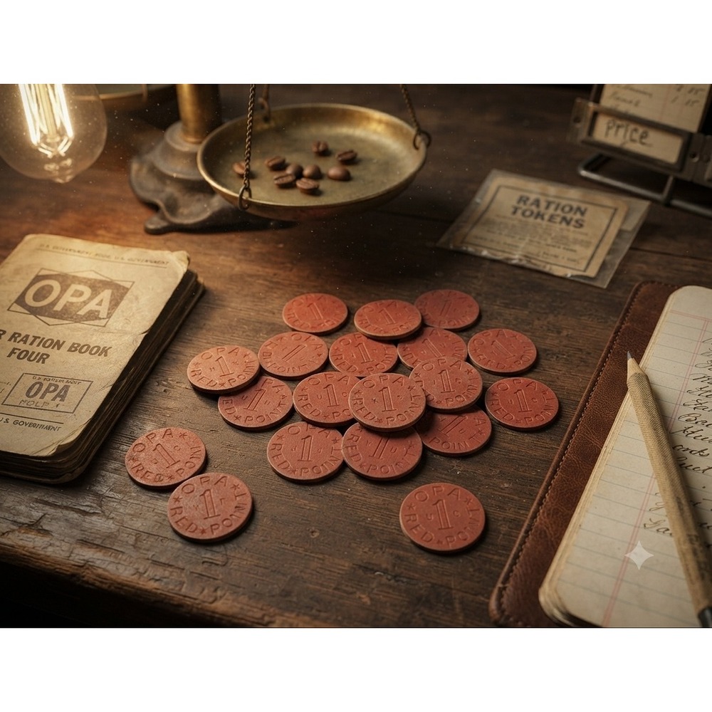 Lot of 20 Vintage WWII OPA Red Point Ration Tokens 1940s Home Front Memorabilia